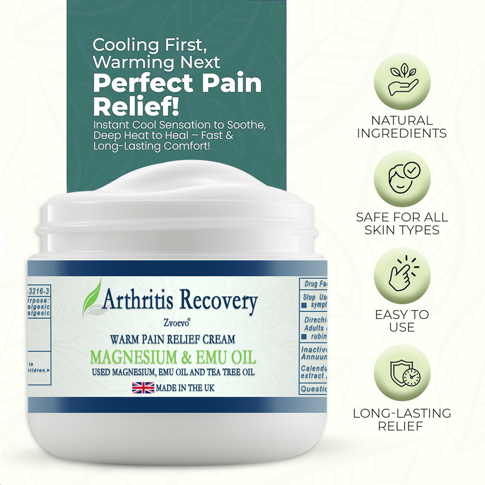 ✨ MHRA Approved: Zvoevo® Magnesium & Emu Oil Bone Relief Cream (Treatment for arthritis, neuropathyy, rheumatic diseases, muscle spasms, sports injuries and twitches )
